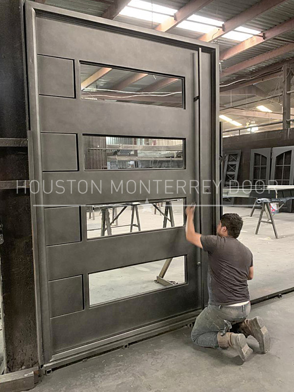 Double Modern Iron Door - Square Top