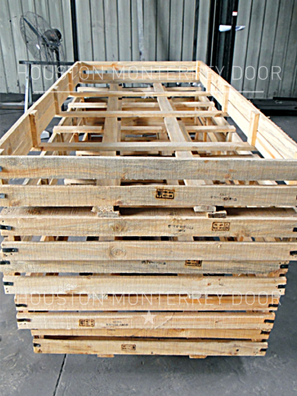 Wooden crate for iron doors