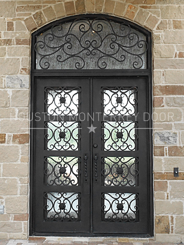 Double Wrought Iron Door, Square Top ,Transom