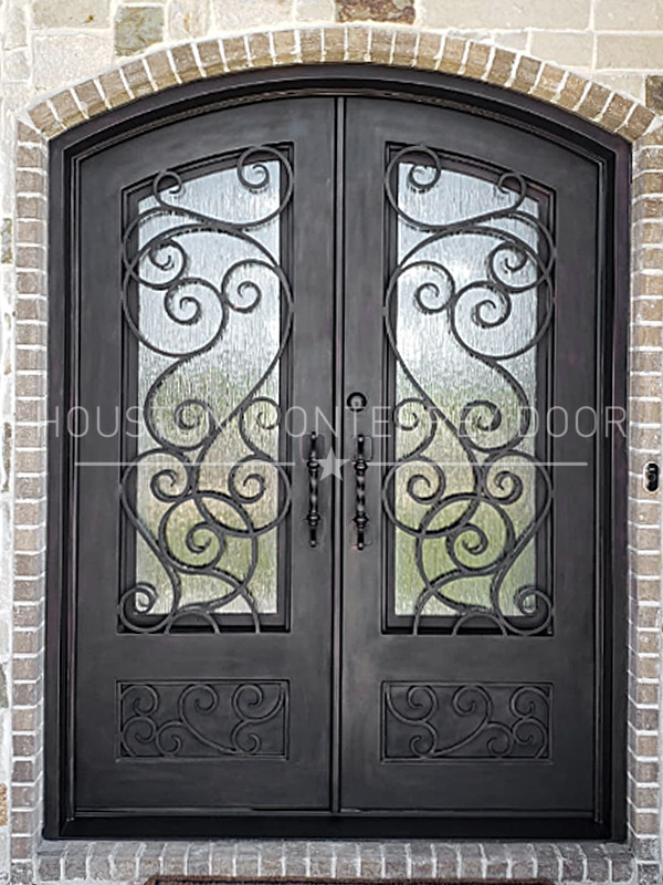 Double Wrought Iron Door, Eyebrow, Kick Plate