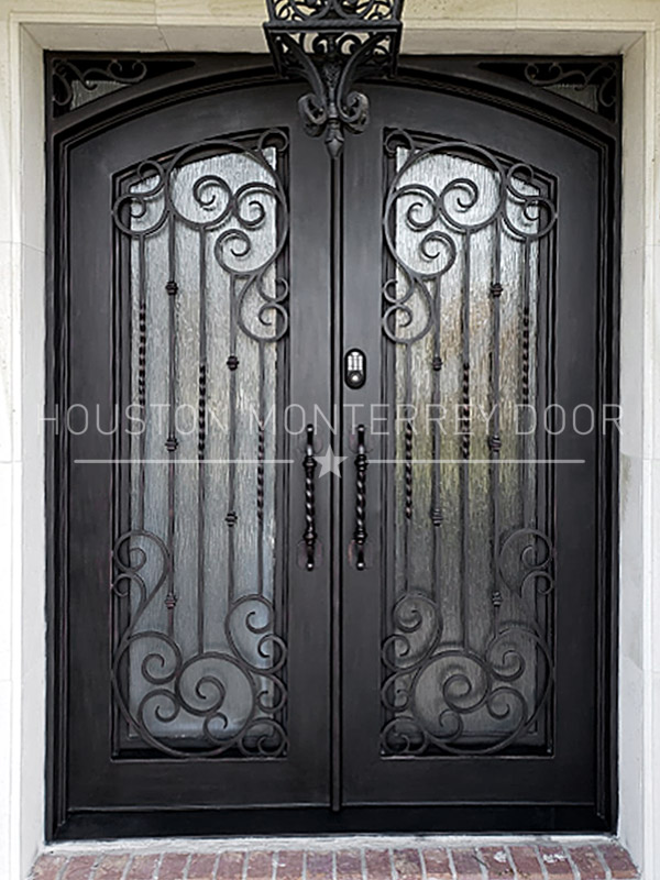 Double Wrought Iron Door, Square Jam, Eyebrow