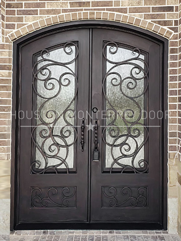 Double Wrought Iron Door, Eyebrow, Kick Plate