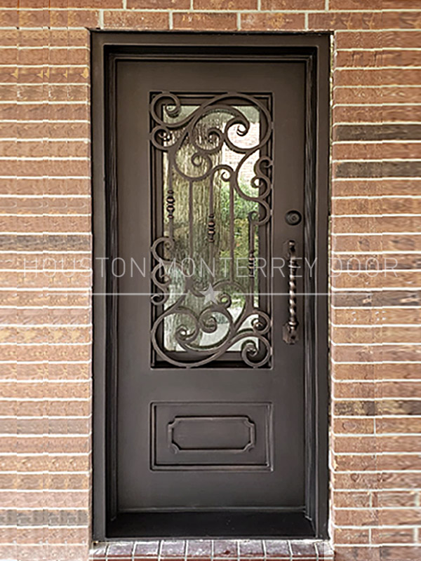 Single Wrought Iron Door, Square Top, Kick Plate