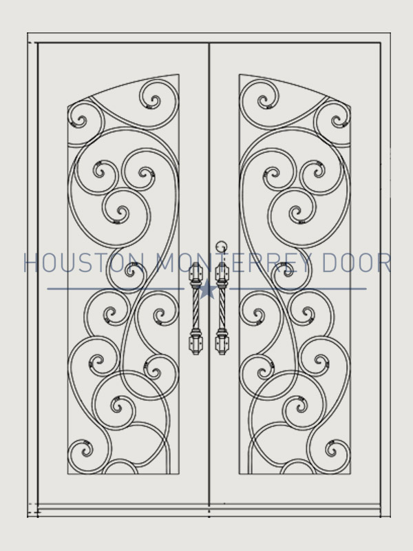 Double Wrought Iron Door, Square Door Eyebrow look