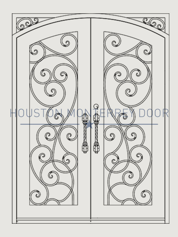 Double Wrought Iron Door, Square Jamb Eyebrow Door